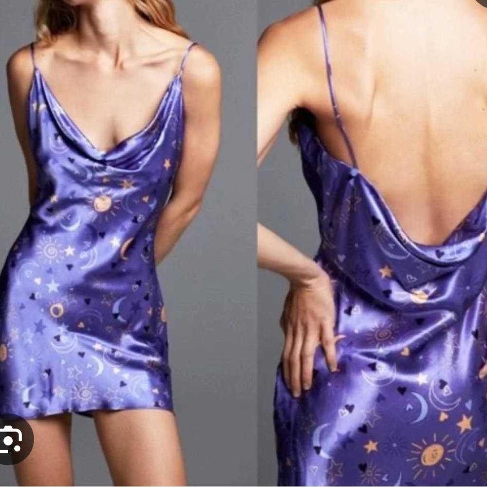 Zara Satin Effect Sun & Moon Slip Dress
